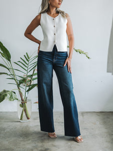 Gabby White Knit Vest