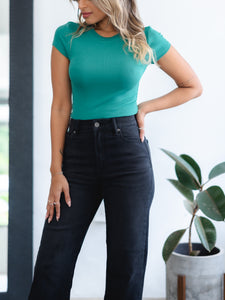 Jada Ribbed Tee ~ Green