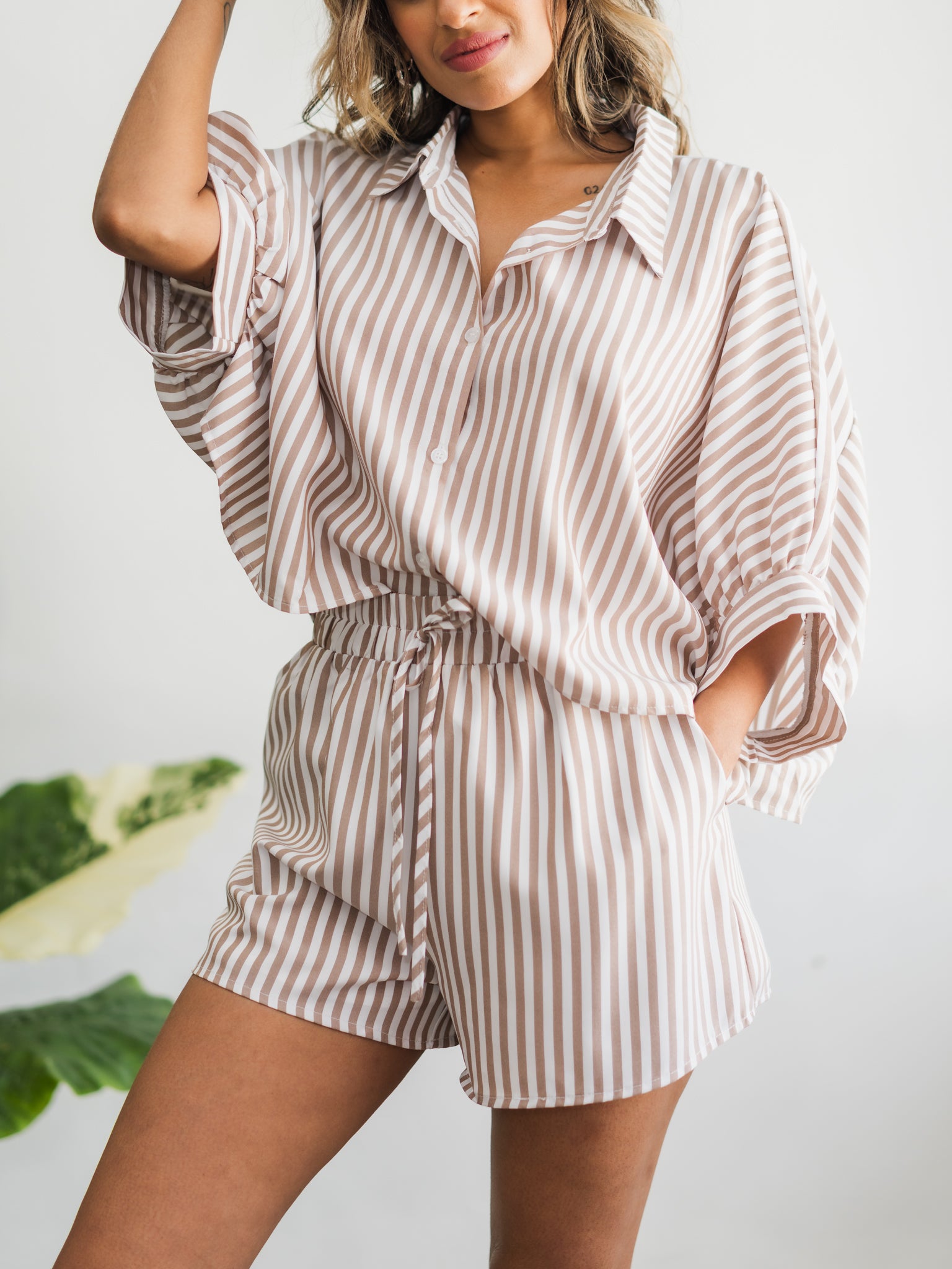 Sandalwood Stripe Shirt & Shorts