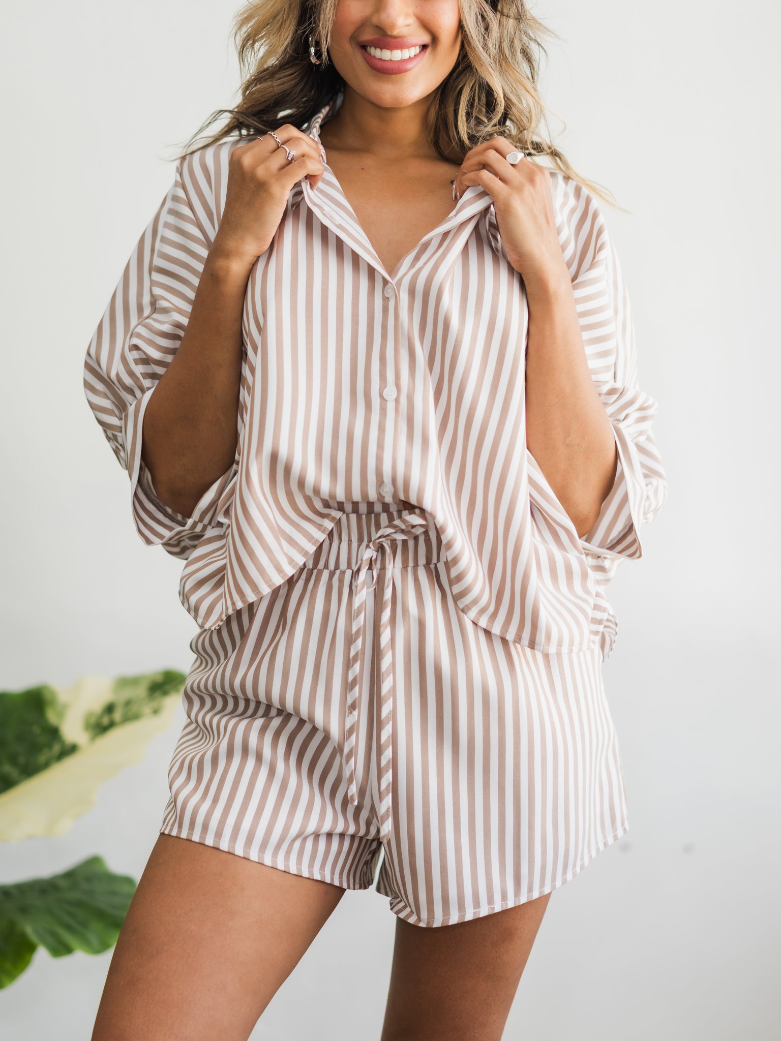 Sandalwood Stripe Shirt & Shorts