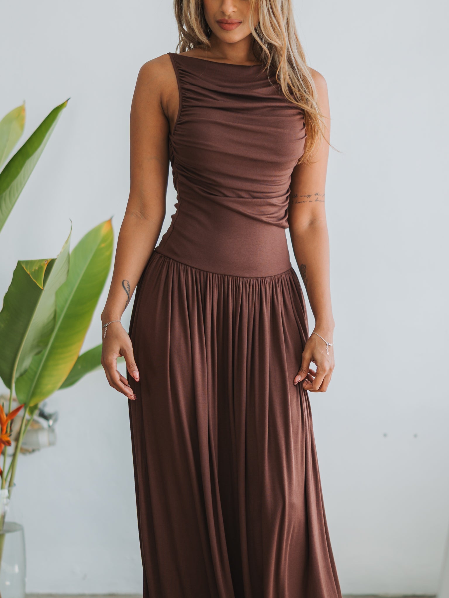 Pia Brown Maxi Dress