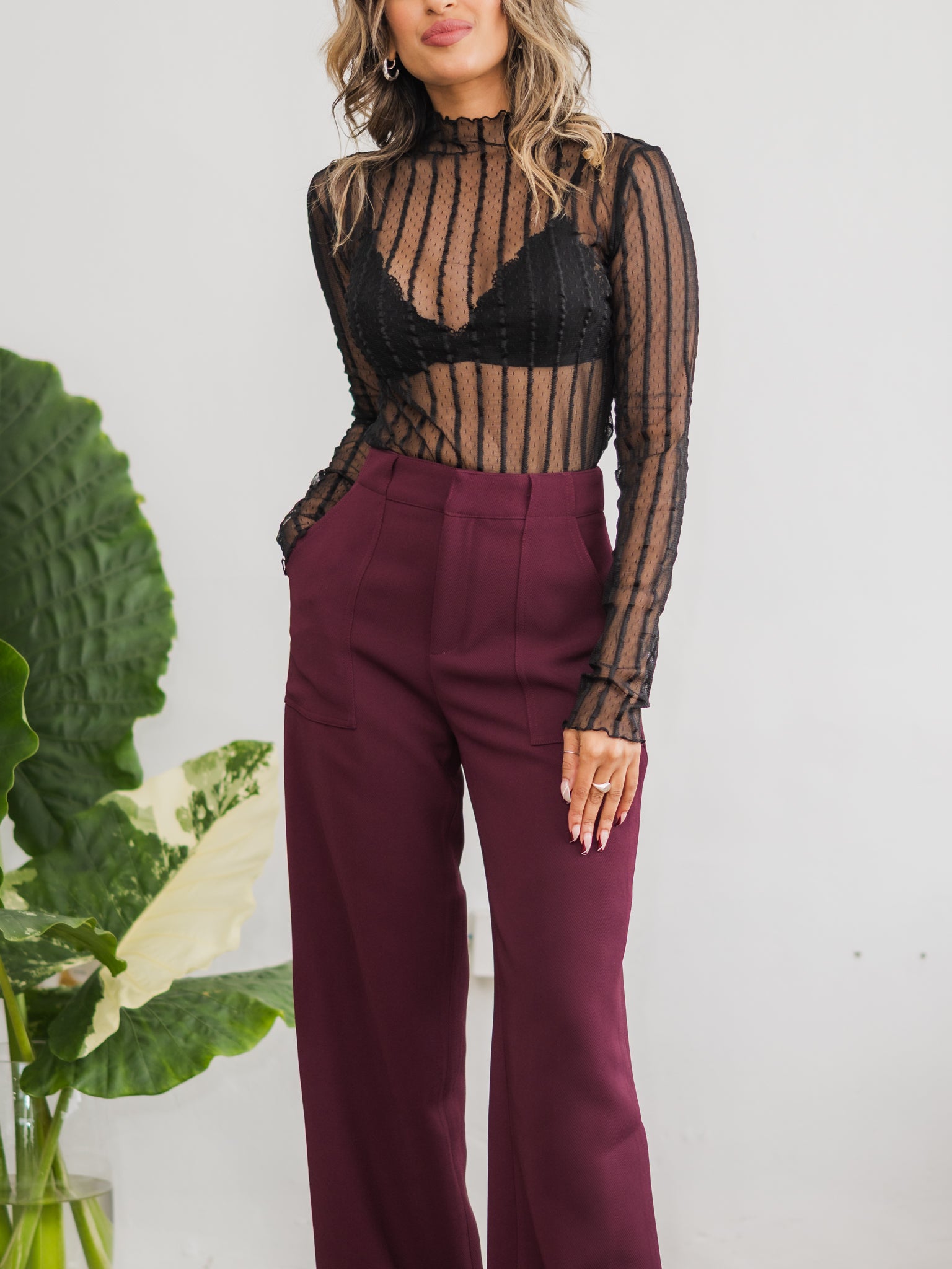 Twilight Plum Wide Leg Trousers